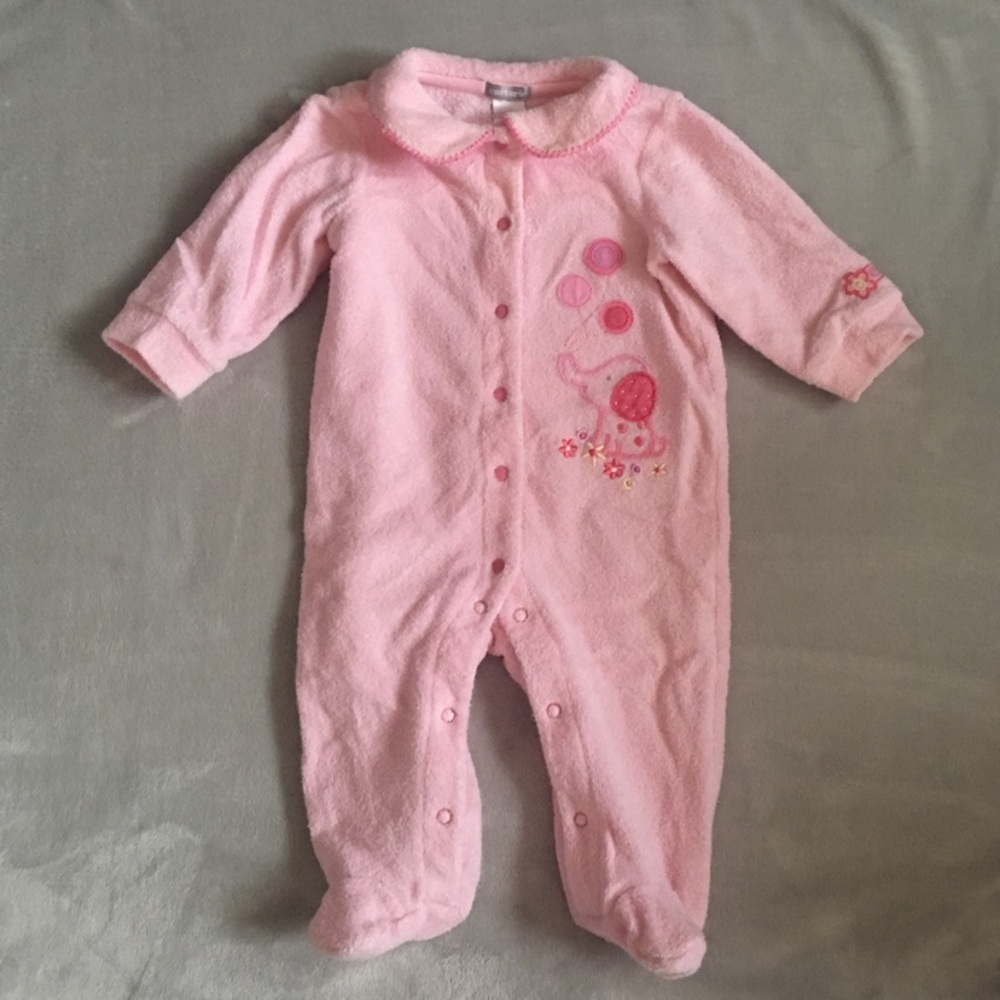 Baby Girl Pink Elephant Sleeper Size 9 Months